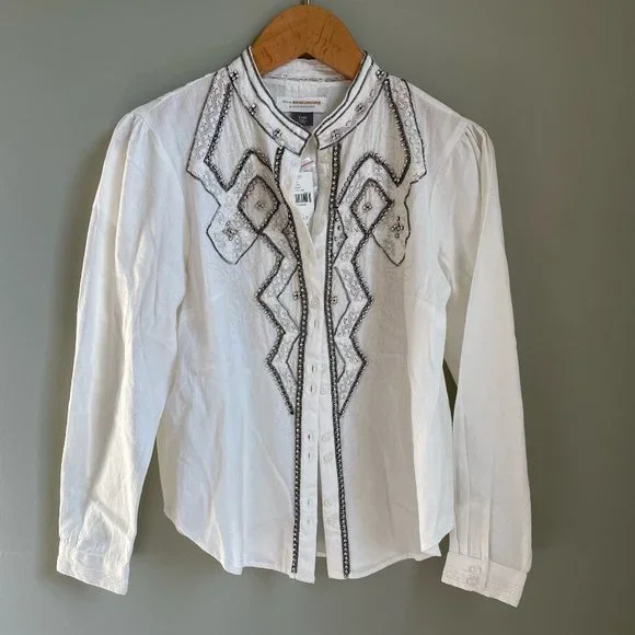 Anthropologie Embellished Rhinestone Womens Top XXSP - Picture 3 of 7